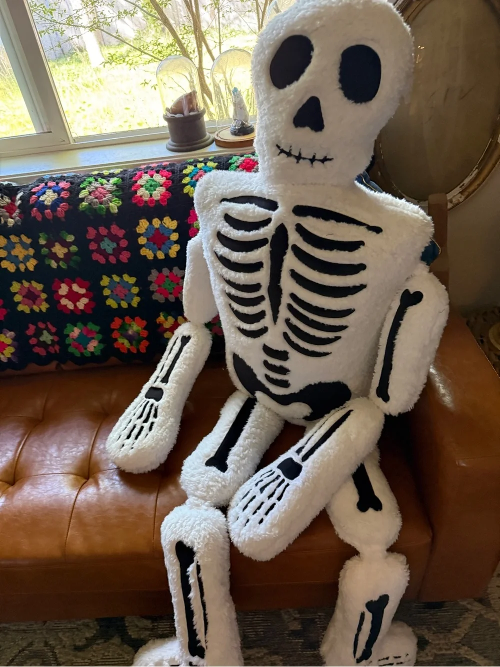 Plush Skeleton pillow Holiday Decor - White and Black